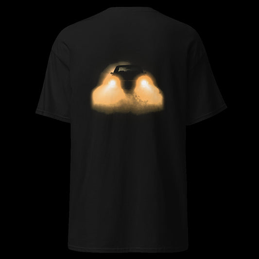 STILL RUNNING tee back - headlights burning through fog