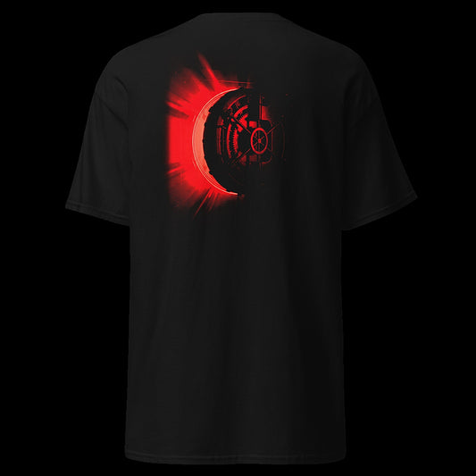 THE VAULT tee back - red vault mechanism artwork