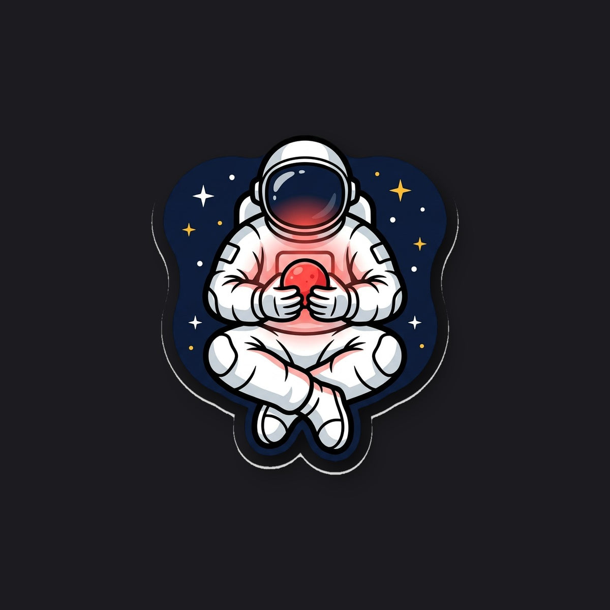 THE ORB die-cut sticker - astronaut holding glowing red orb